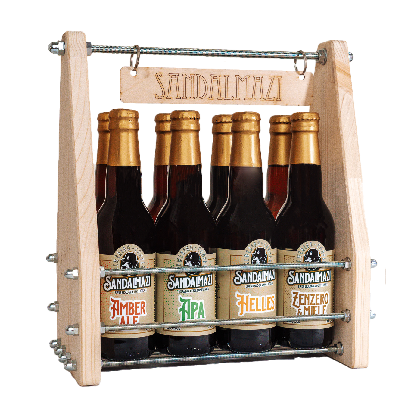 Cestello in legno 8 bottiglie (33 cl)