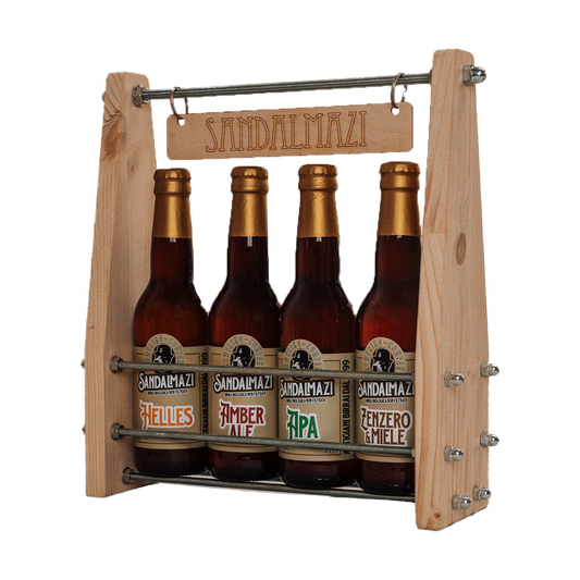 Cestello in legno 4 bottiglie (33 cl)